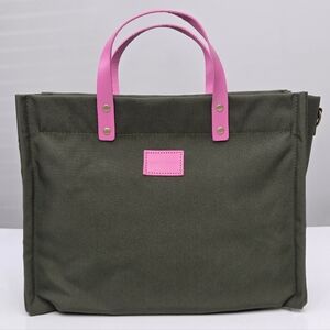PARKER THATCH MEDIUM MIMI BAG - GREEN WITH PINK HANDLES